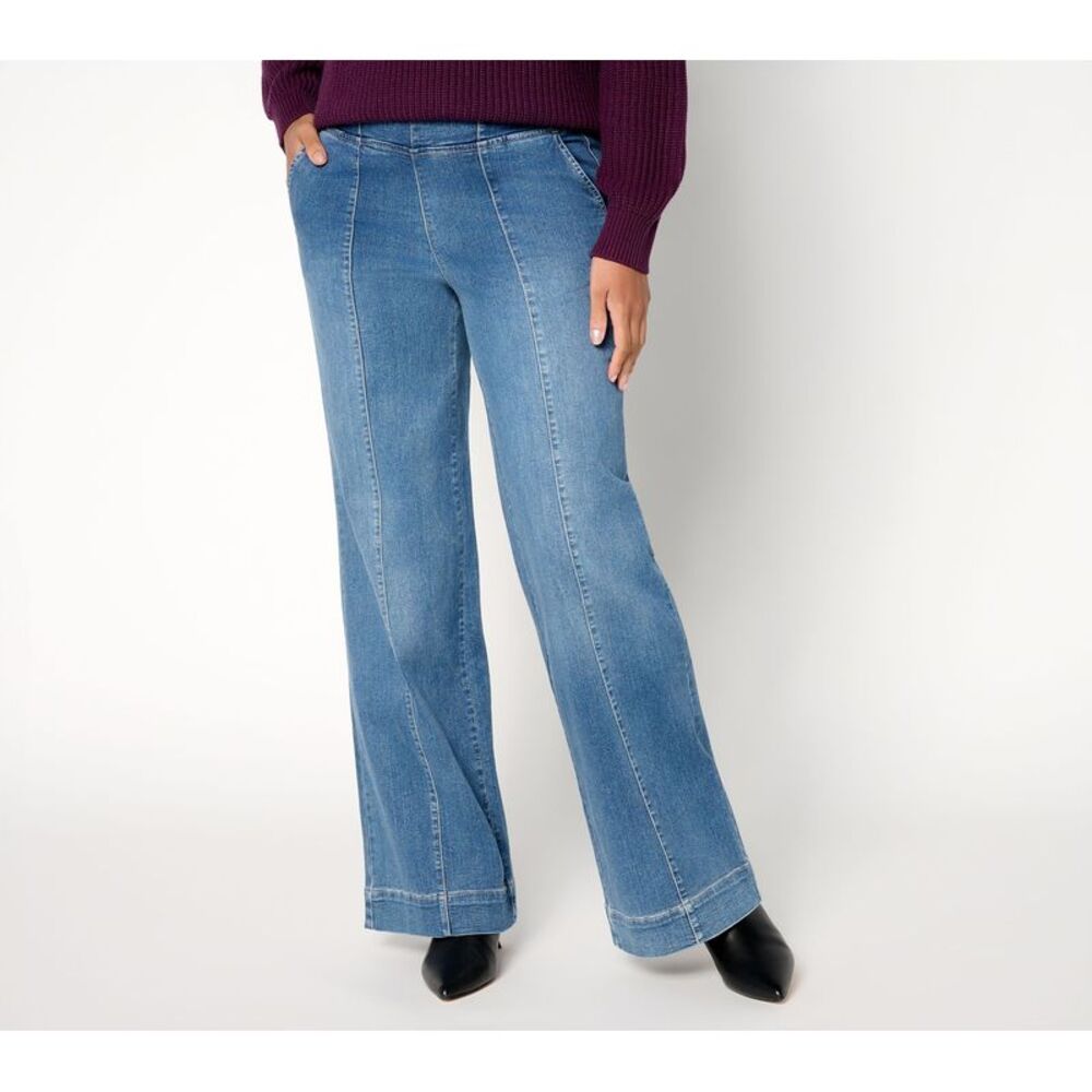 Belle by Kim Gravel Women's Pants Sz 4 Reg TripleLuxe Front Seam Blue